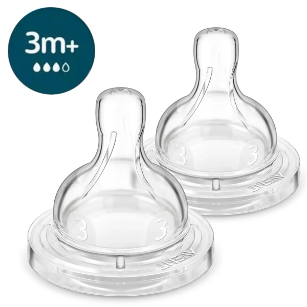 Philips Avent Smoczek do butelek Classic+, Anti-colic 3m+ średni przepływ